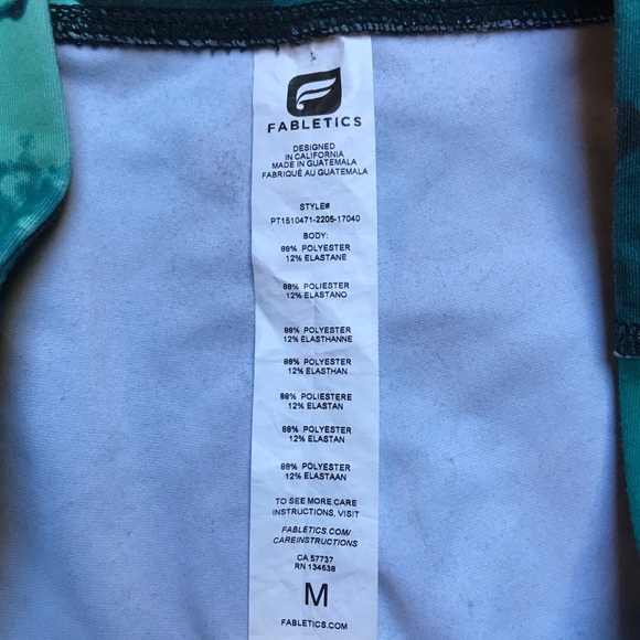 Fabletics Teal Floral Leggings, EUC, M - Picture 3 of 11